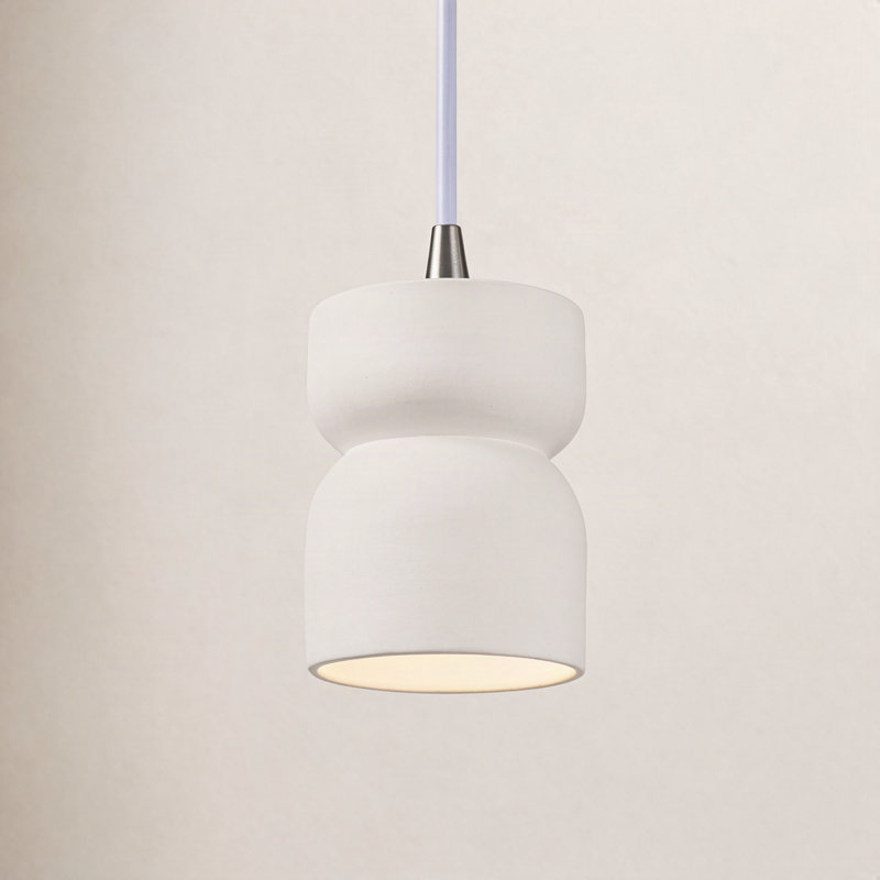 Luminaire suspendu simple Nysta, Bisque, Nickel brossé