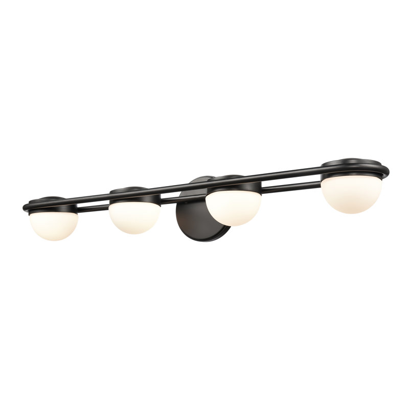 Éclairage pour salle de bain 4 lumières de 31 po de large Cinderford - noir mat, H 5 po x l 31 po x P 6 po, Quatre lumières
