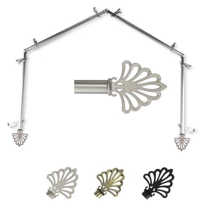 Tringle à rideaux simple ajustable 0,81 po Jaylene, Nickel satiné, 28 po à 48 po (chaque côté)