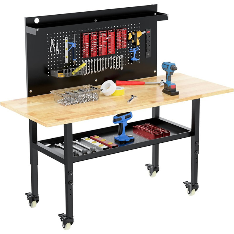 Workbench With Large Pegboard& Partiti...