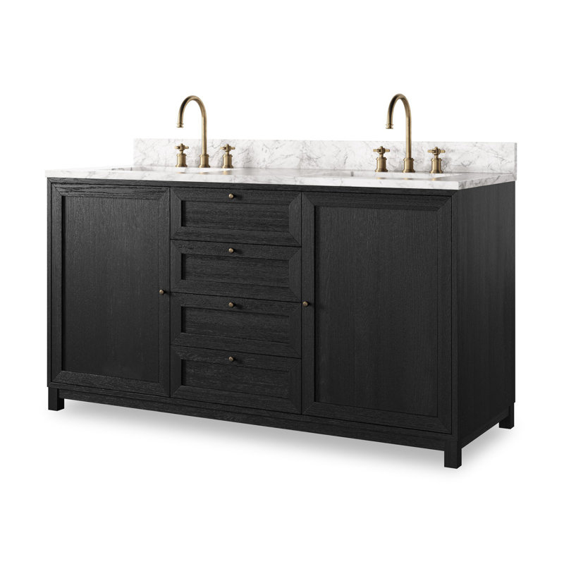 Millie Double Vanity-Satin Drifted Black Veneer, Black