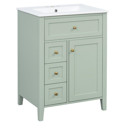24" Freestanding Single Bathroom vanity with sink