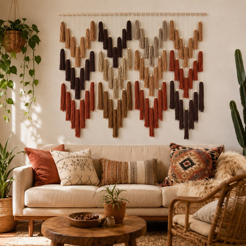Décoration murale bohème géométrique l 39 po x L 45 po Boho