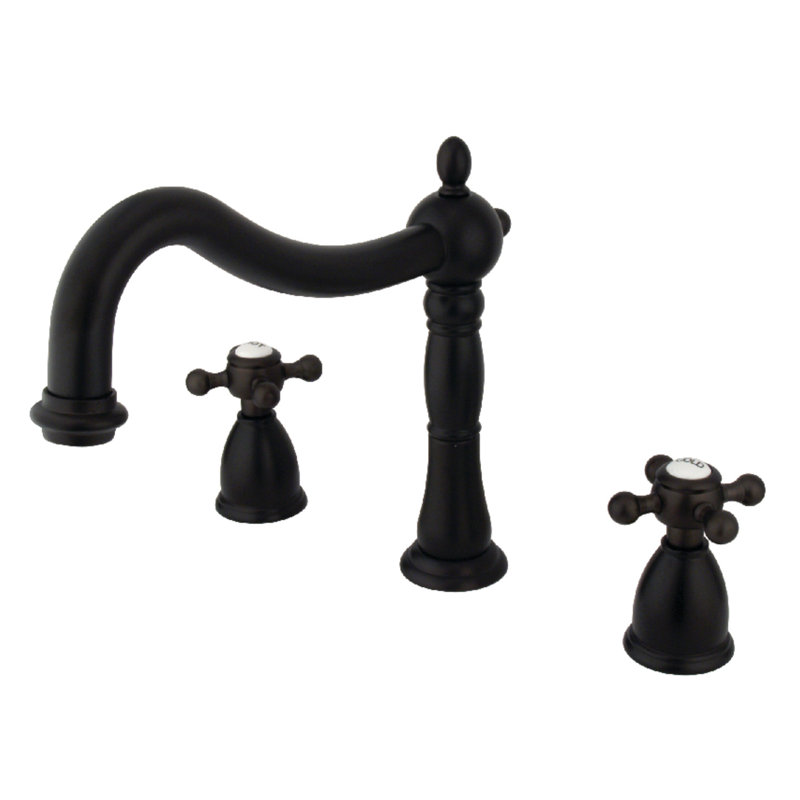Robinet de baignoire romaine à fixer sur le comptoir à deux poignées Heritage, Bronze huilé