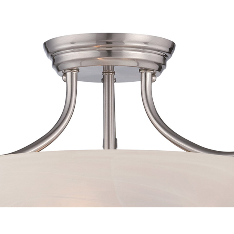 Lannie Glass Semi Flush Mount, Satin Platinum