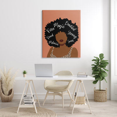 " Fierce Proud Beautiful Strong Sentiments Female Hair Portrait " by JJ Design House LLC