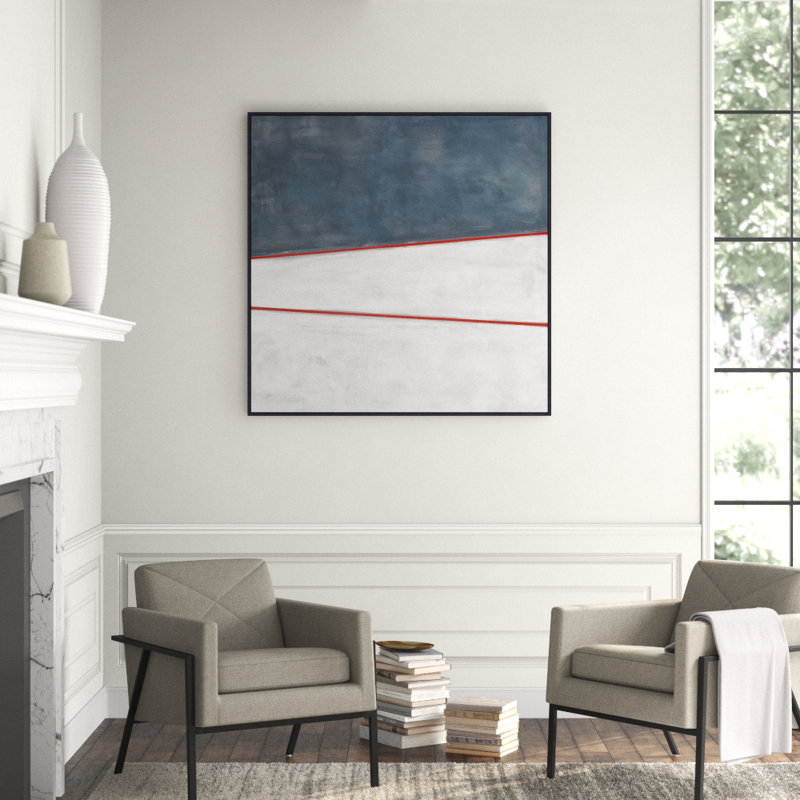 Blue White Red 1' Framed Print on Canvas
