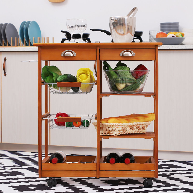 Solid Wood Top Kitchen Cart