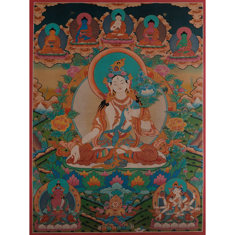 Déité bouddhiste tibétaine - Déesse Tara blanche (Thangka sans brocart)