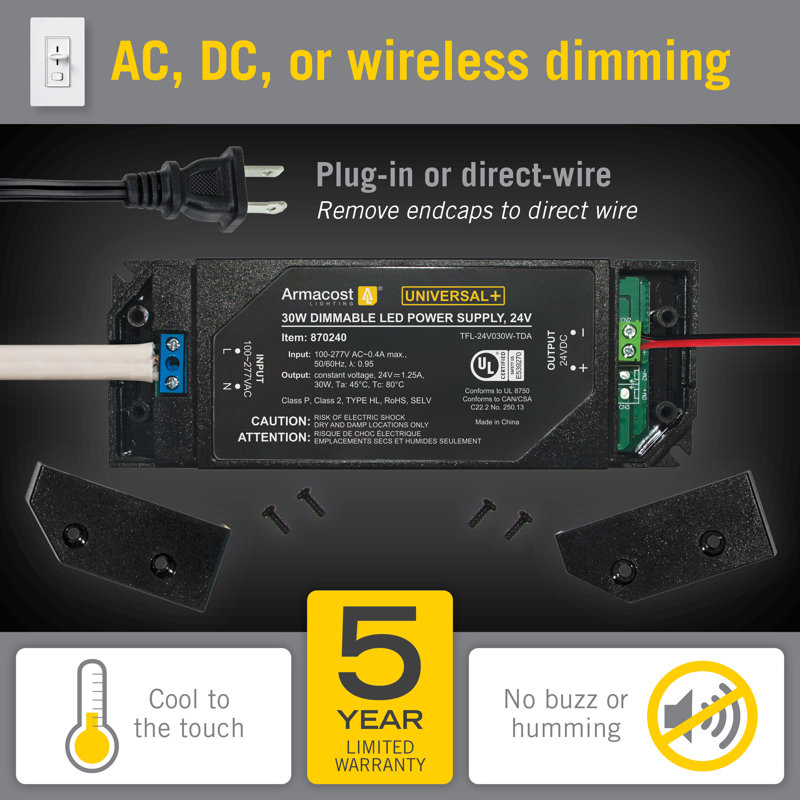 Universal+ Dimmable LED Driver 24V DC, 30W, 30