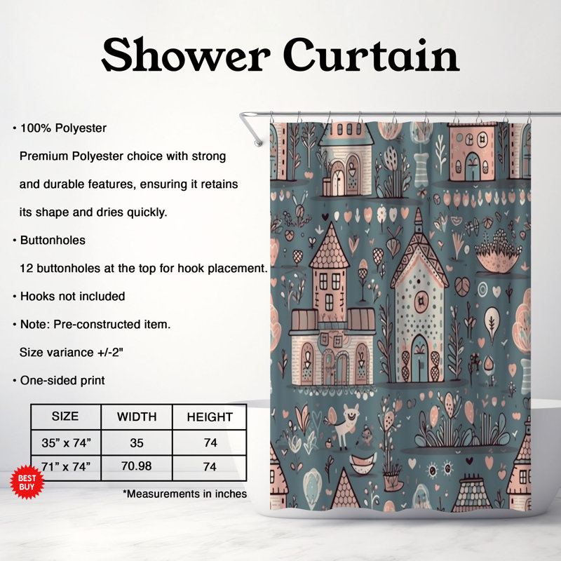 Rideau de douche Boho Bungalow - Premium, H 74 po x l 71 po