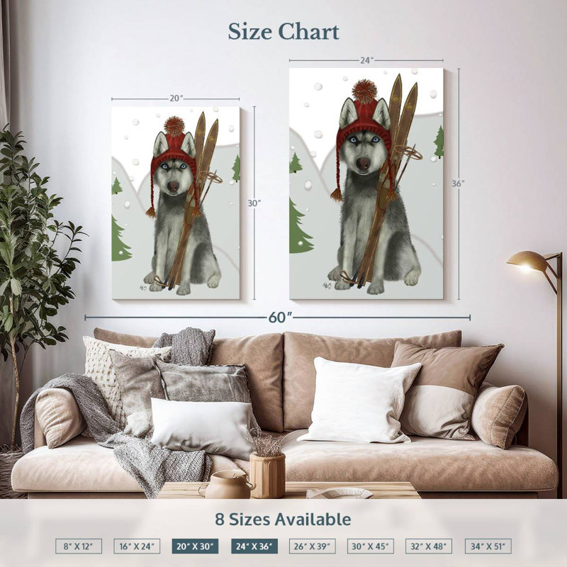 Brampt Husky Skiing, 36" H x 24" W