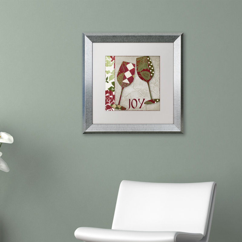 Jadaya «Holiday Cheer One», impression encadrée, H 11 po x l 11 po, Toile avec cadre argenté, Blanc