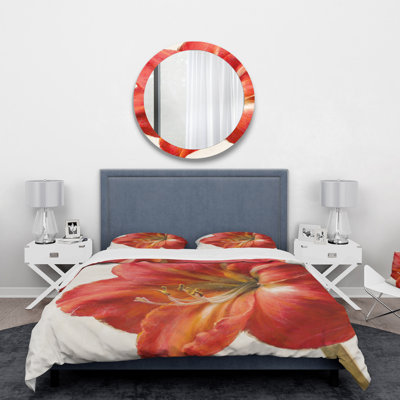 Vivid Red Amaryllis - Floral & Botanical Duvet Cover Set - Microfiber Polyester