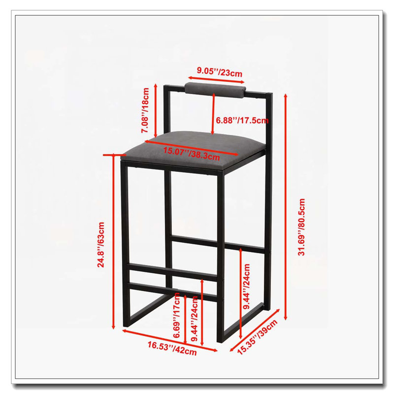 Tabouret de bar rembourré en similicuir, Noir
