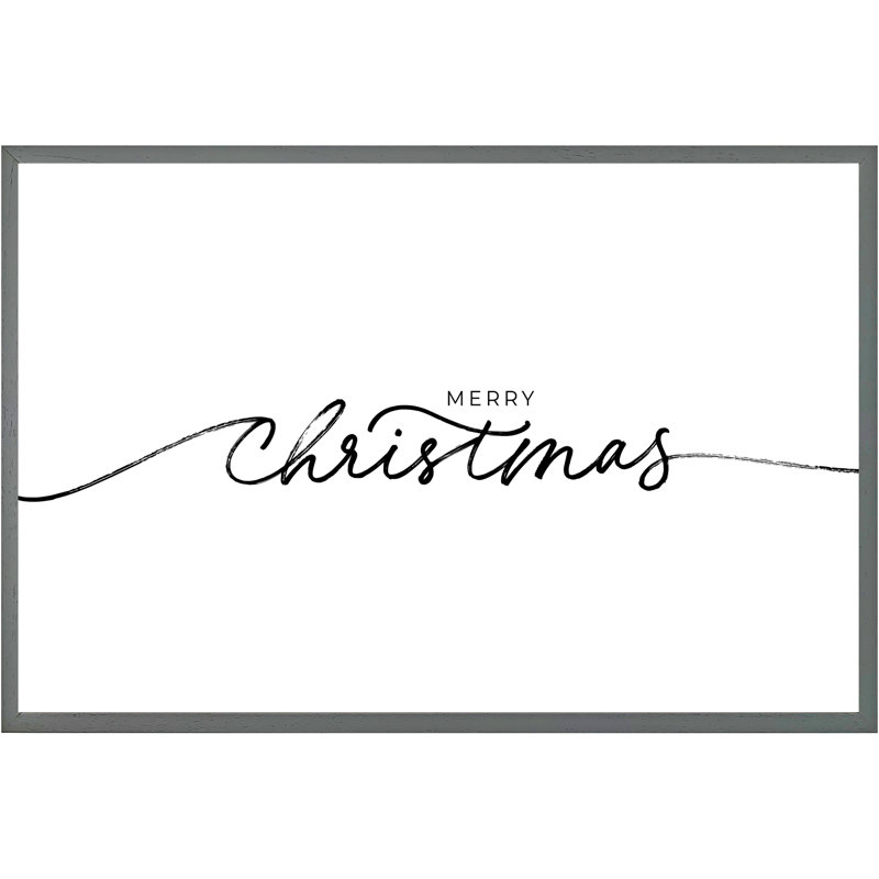 Burchinal Merry Christmas Hand Drawn Lettering Single Picture Frame Wall Art, 76cm H x 114cm W x 4cm D, Grey
