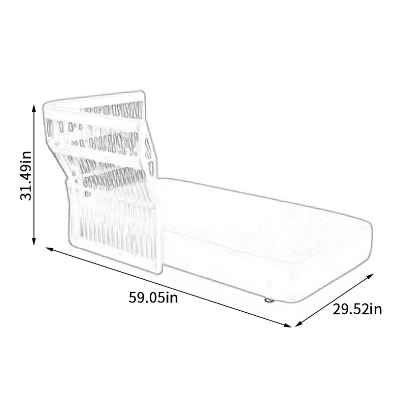 Simple Waterproof Outdoor Leisure Chaise Longue Outdoor Wicker Chaise Lounge , Cushion Included
