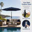 Parasol de patio 7,5 pi avec manivelle et inclinaison, bleu, 6 côtes, polyester imperméable, sans la base du parasol-131124788