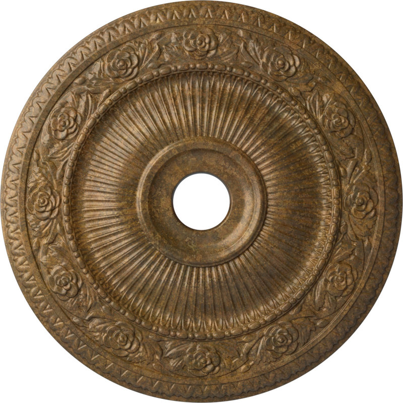Endurathane Logan Ceiling Medallion, 24 1/4"OD x 3 7/8"ID x 2"P (Fits Canopies up to 6 1/8"), Hand-Painted Rubbed Bronze Finish