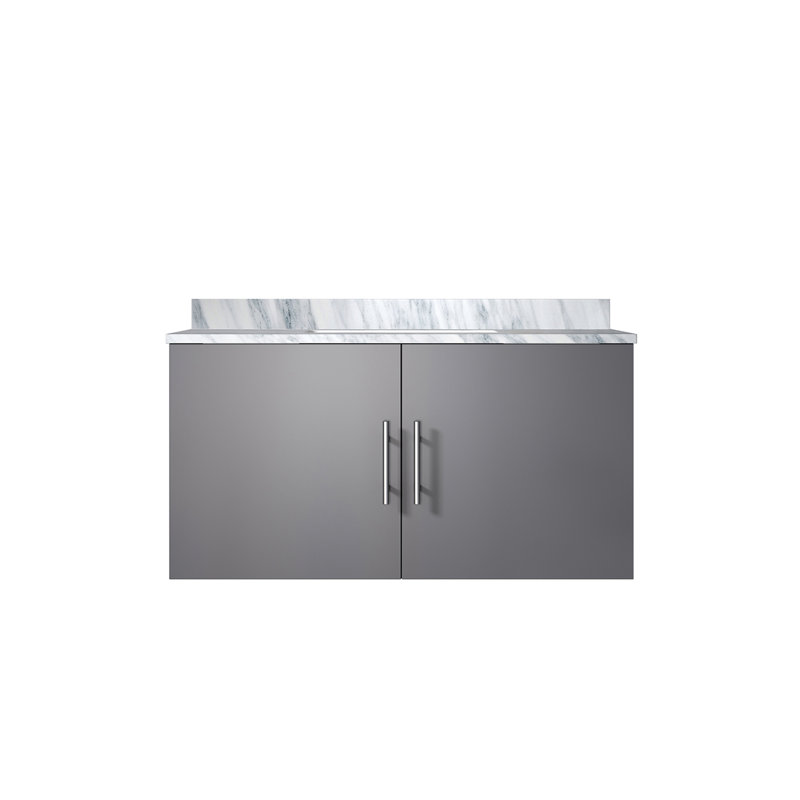 Meuble-lavabo de salle de bain avec comptoir en marbre de Carrare (SINK SINK), Gris foncé, L 36 po