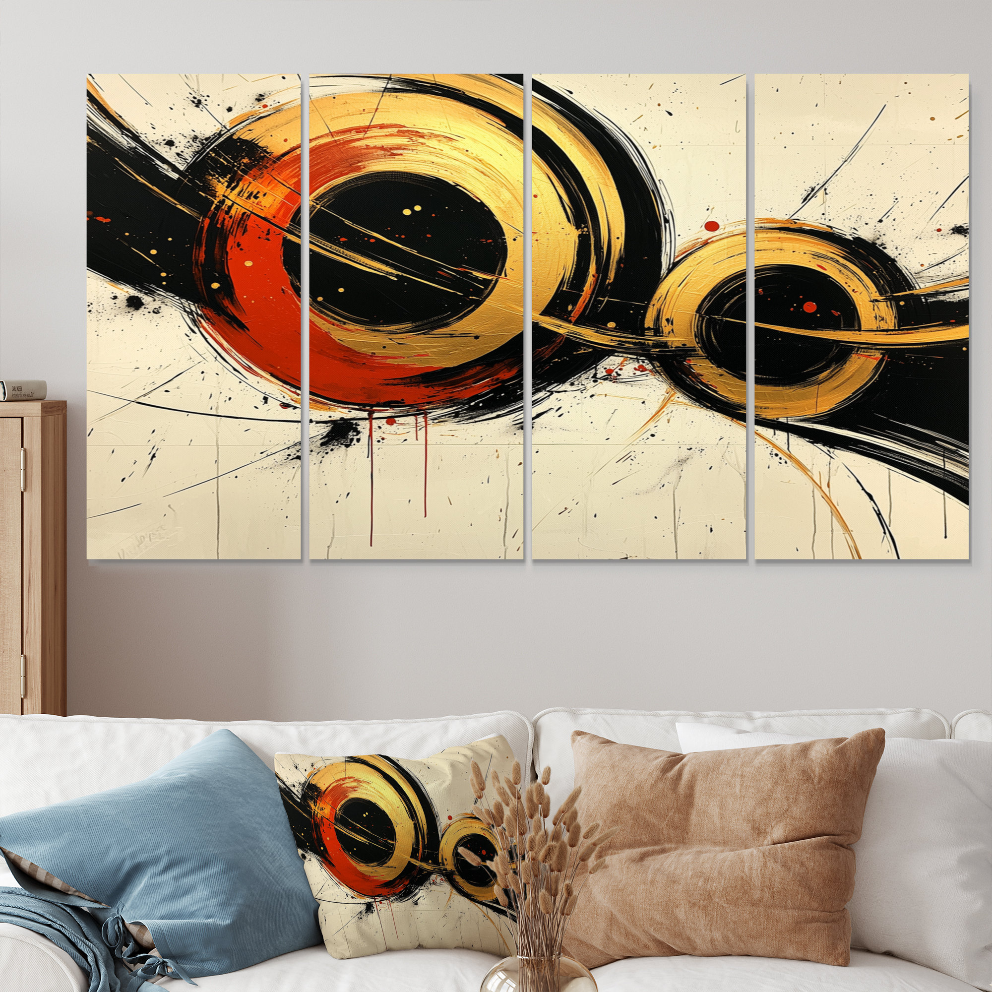 Mercer41 Abstract Circles In Red And Gold Tones II - Abstract Shapes ...