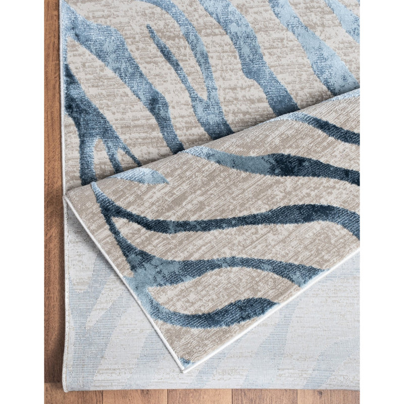 2ft. X 3ft. Blue Area Rug With A Construction And Look Stain- Quality Contemporary Flair