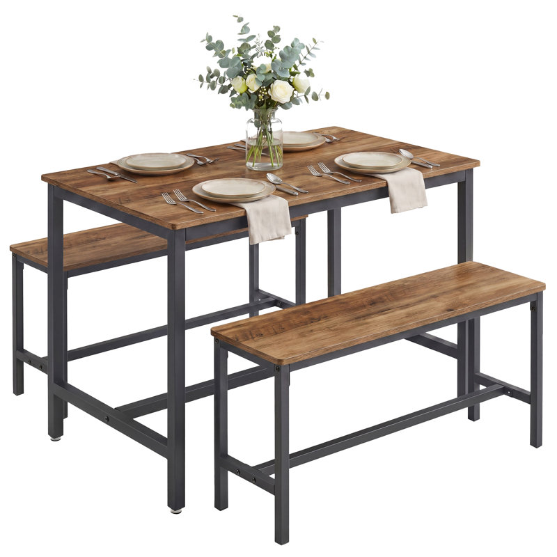 Franko 4 - Person Dining Set, Honey Brown/Black