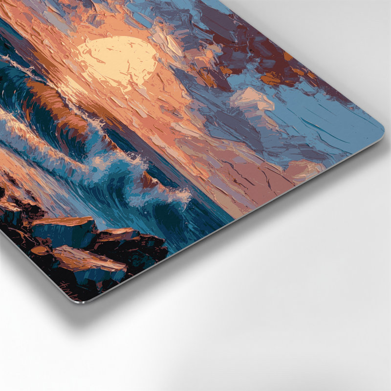 «Coastal Coastal Sunset Colors», art mural en métal mauve, H 11 po x l 14 po