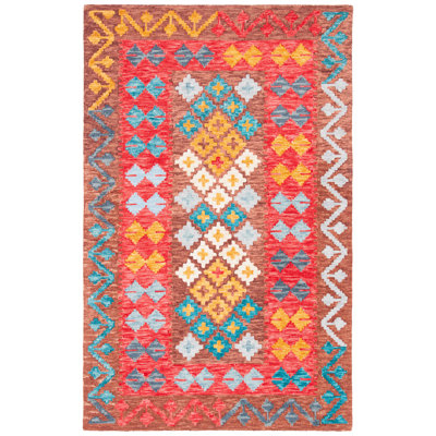 Hand Tufted Wool/Cotton/Latex Oriental Rug in Red/Brown