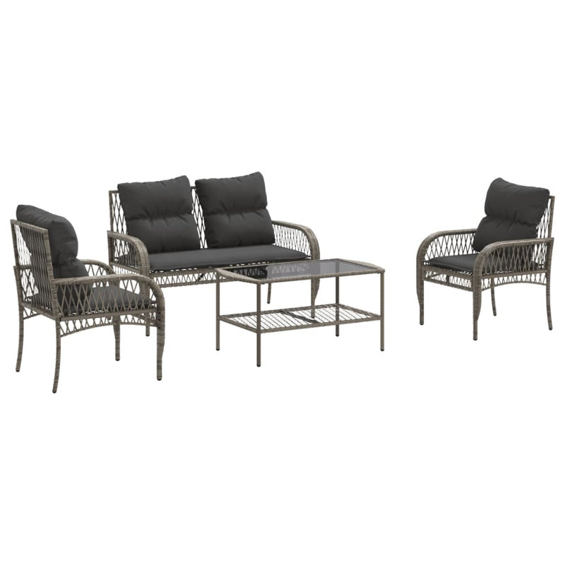 Ensemble de canapé de patio avec coussins 4 pièces Bay Isle Home ™, Gris, Gris