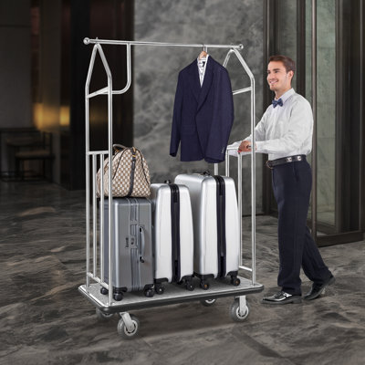 Hotel Luggage Cart 800 LBS Brushed Stainless Steel Finish Bellman's Cart