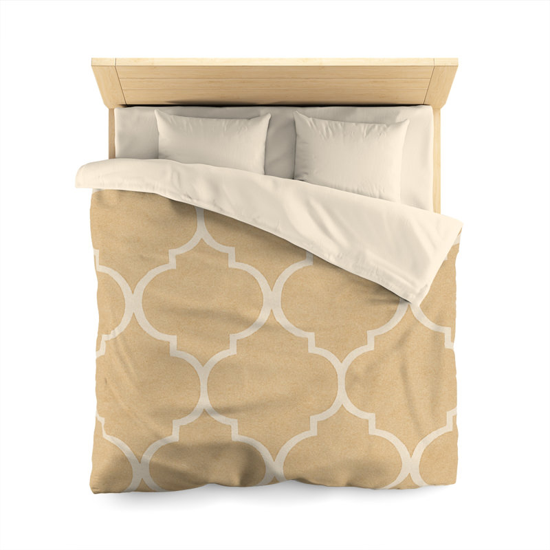 Microfiber Duvet Cover Boho Style, Design 31, Queen Duvet Cover, Cream