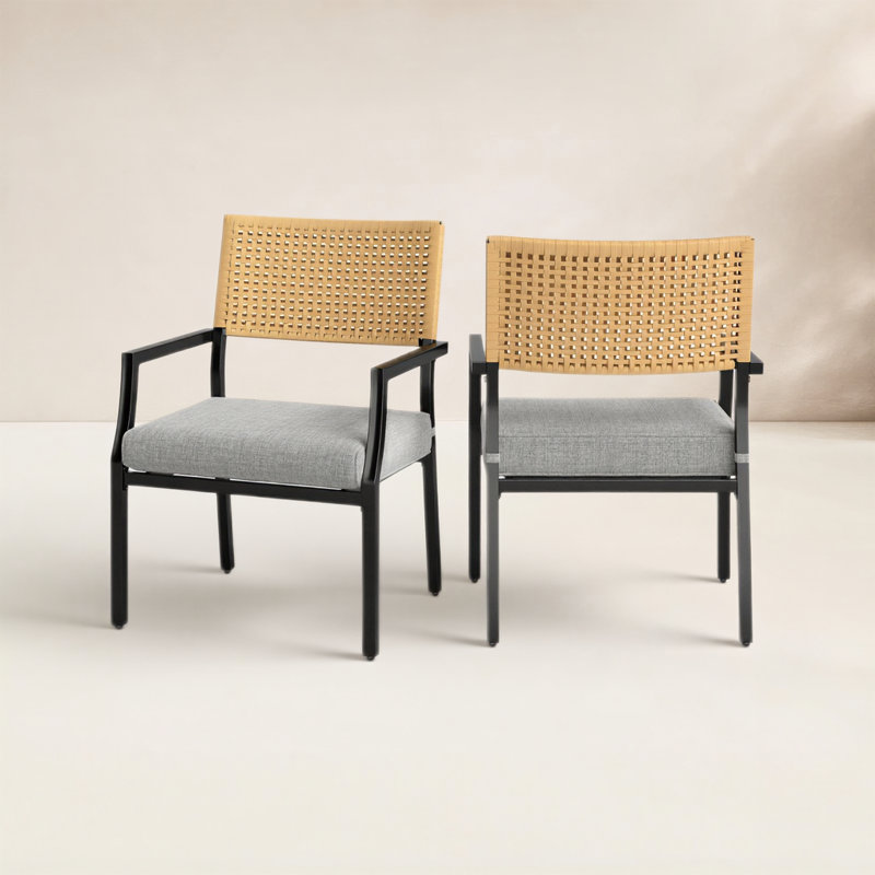 Fauteuil en acier tressé avec coussin Aiden, 2