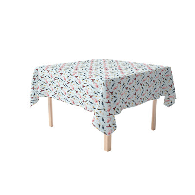 Square Tablecloth, 100% Cotton, 52X52", Jungle Birds