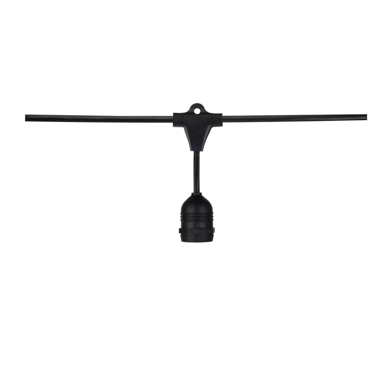24Ft - LED String Light - 12 Socketed Black Cord And Plug Only
