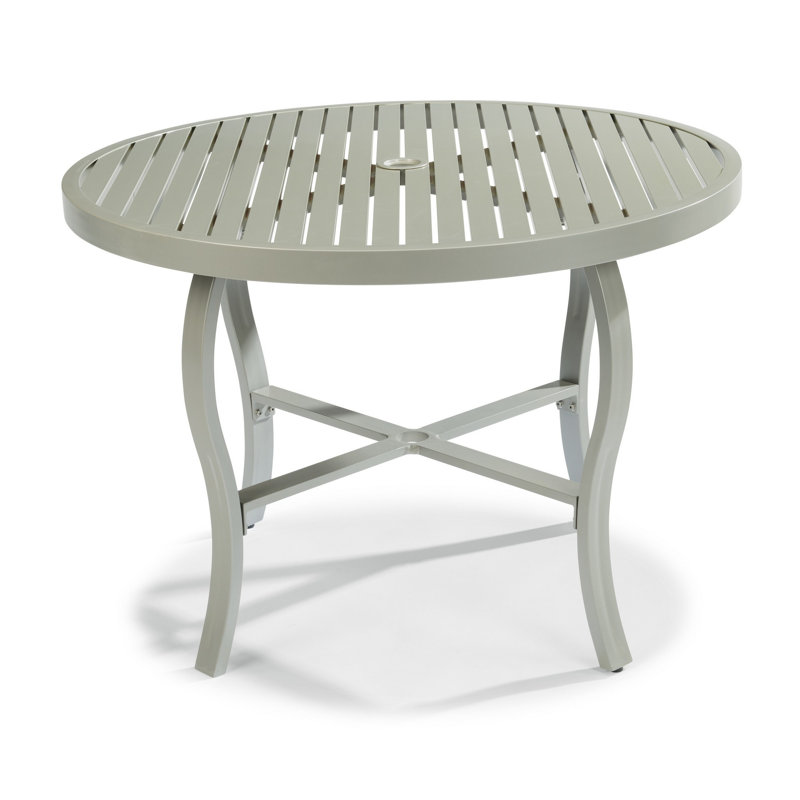 Dinan Round Metal Outdoor Dining Table With Umbrella Hole , in. W in. D, 42" W x 42" D