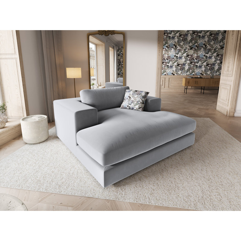 Maddeu Velvet Chaise Lounge, Silver