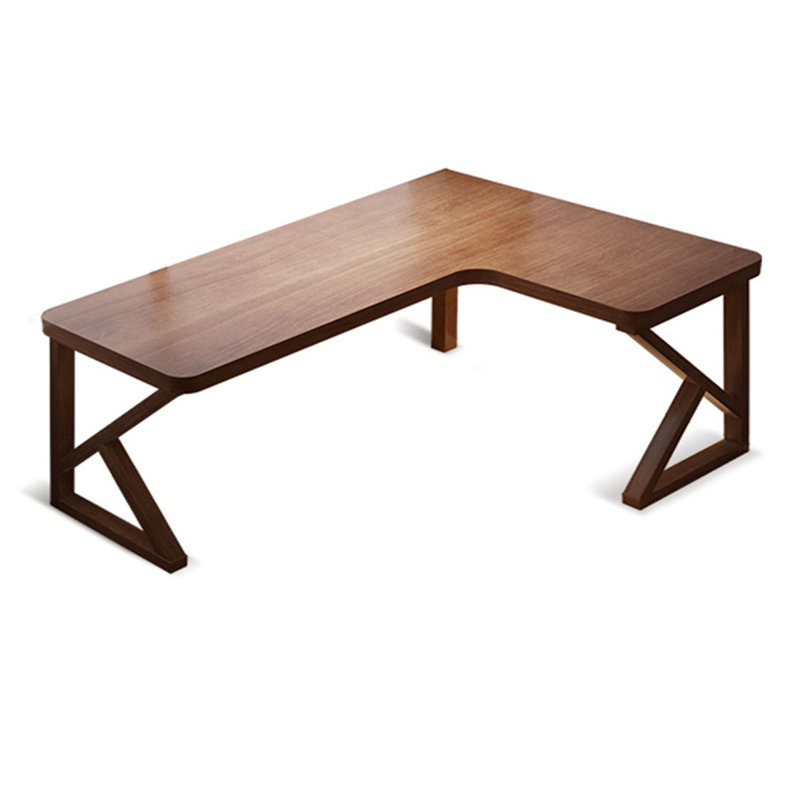 Light-walnut L-Shaped Solid Wood desk, 29.53" H x 70.87" W x 55.12" D, Right Hand Return