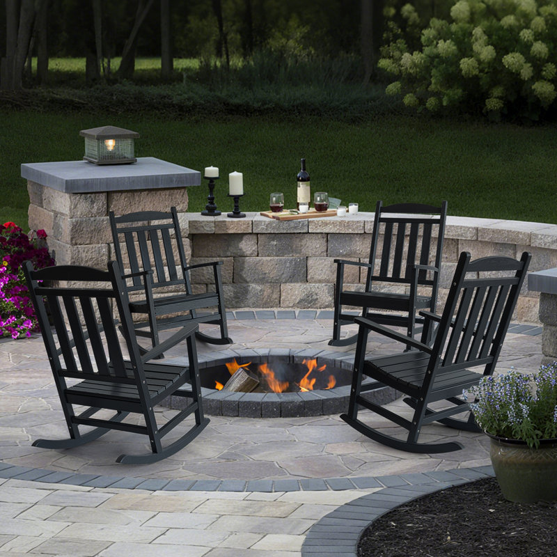Bergues All-weather Resistant Hdpe Plastic Oversize Rocking Adirondack Chair