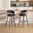 Swivel Faux Leather Counter Stool with Bentwood Backrest-983254338