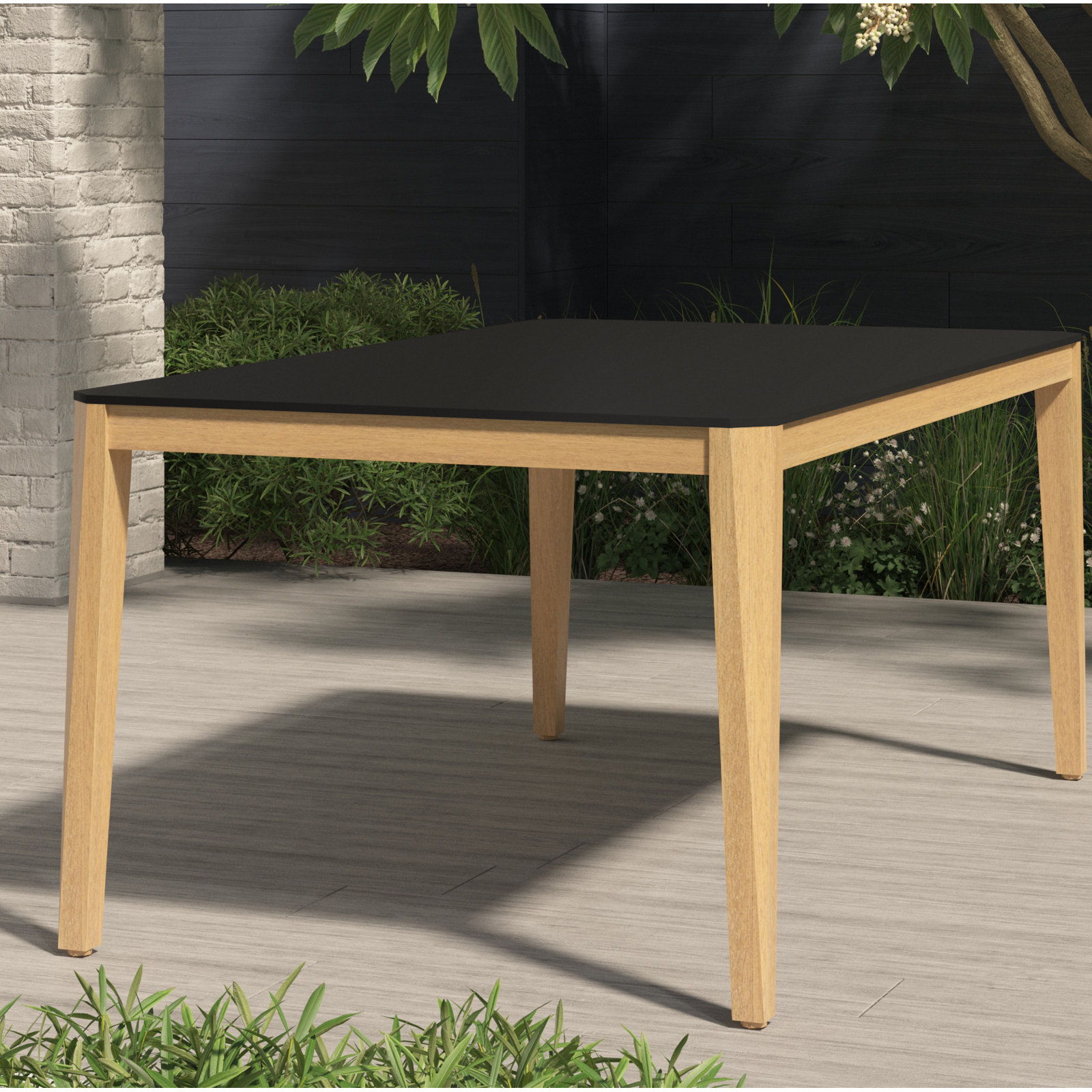 Grandos 67" Eucalyptus Patio Dining Set, Black