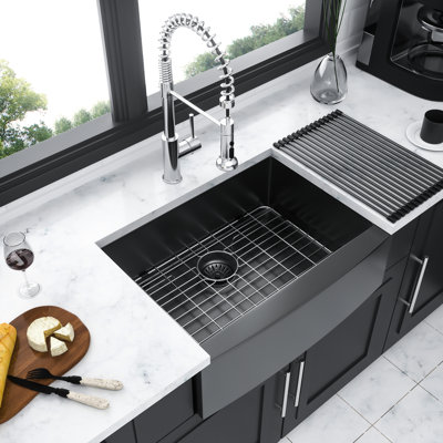 27X21x10 Inch Gunmetal Black Sink, 16G Stainless Steel, Enhances Kitchen Workflow, 27 Steel 16Gauge, Maintains Hygiene,