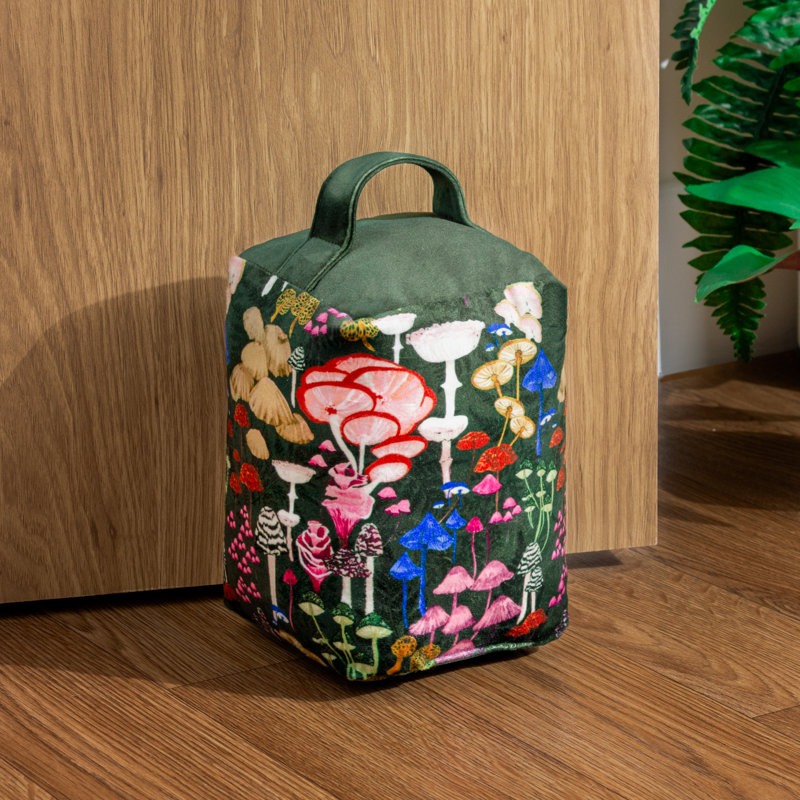 Amanita Mushroom Fabric Doorstop, Green
