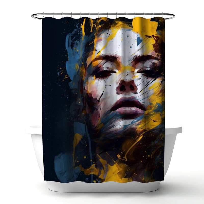 Shower Curtain FI108 – Polyester Shower Curtain, Dye Sublimation Print, 71" W × 74" L