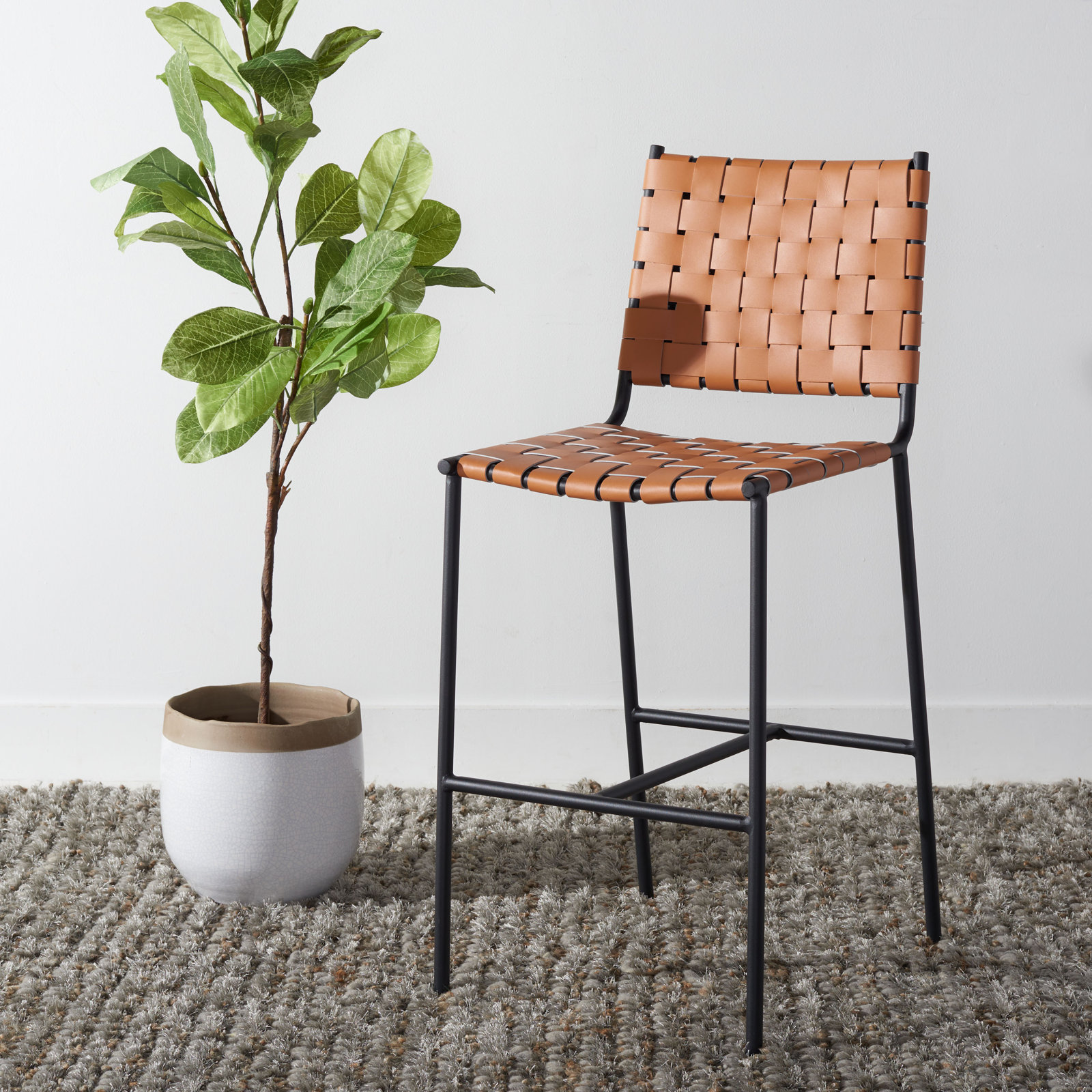 Cass 26" Bar Stool, Brown, Black