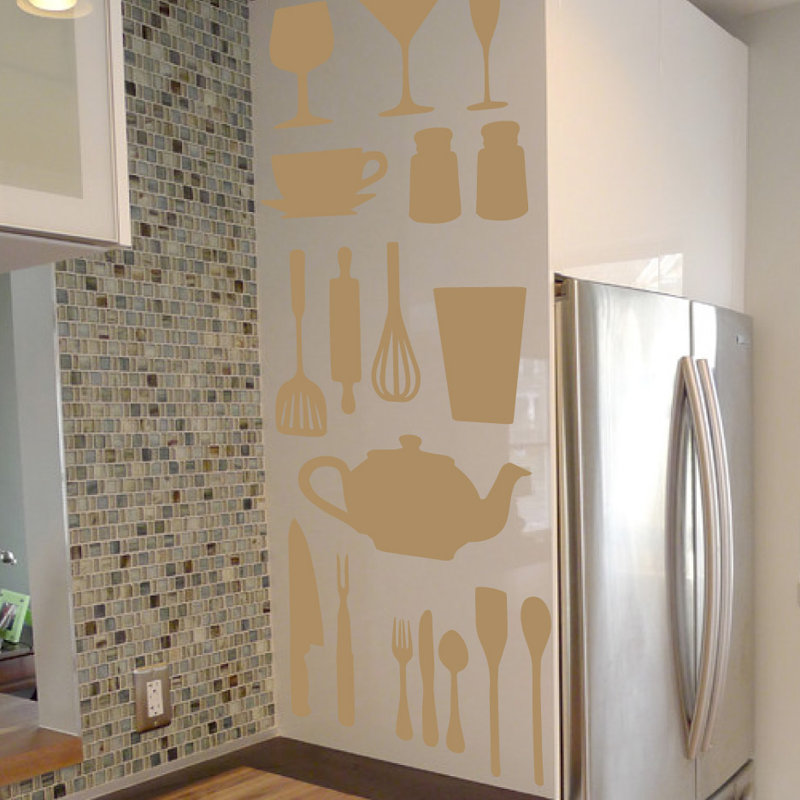 Décalcomanie murale de cuisine, H 37 po x l 29 po x P 0,01 po, Brun pâle