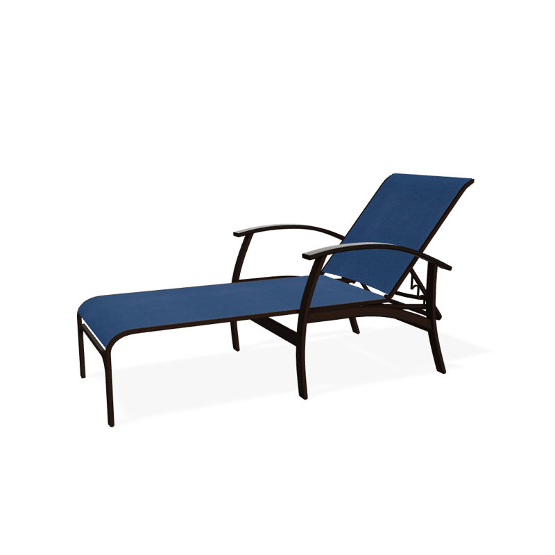 Askar Outdoor Rust-Resistant Metal Chaise Lounge, Cobalt 35D Sunbrella®, Kona P10, Textured Kona