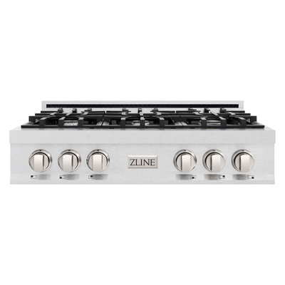Table de cuisson à gaz avec cuisinière à 6 brûleurs en acier inoxydable satiné ZLINE de 36 po ZLINE