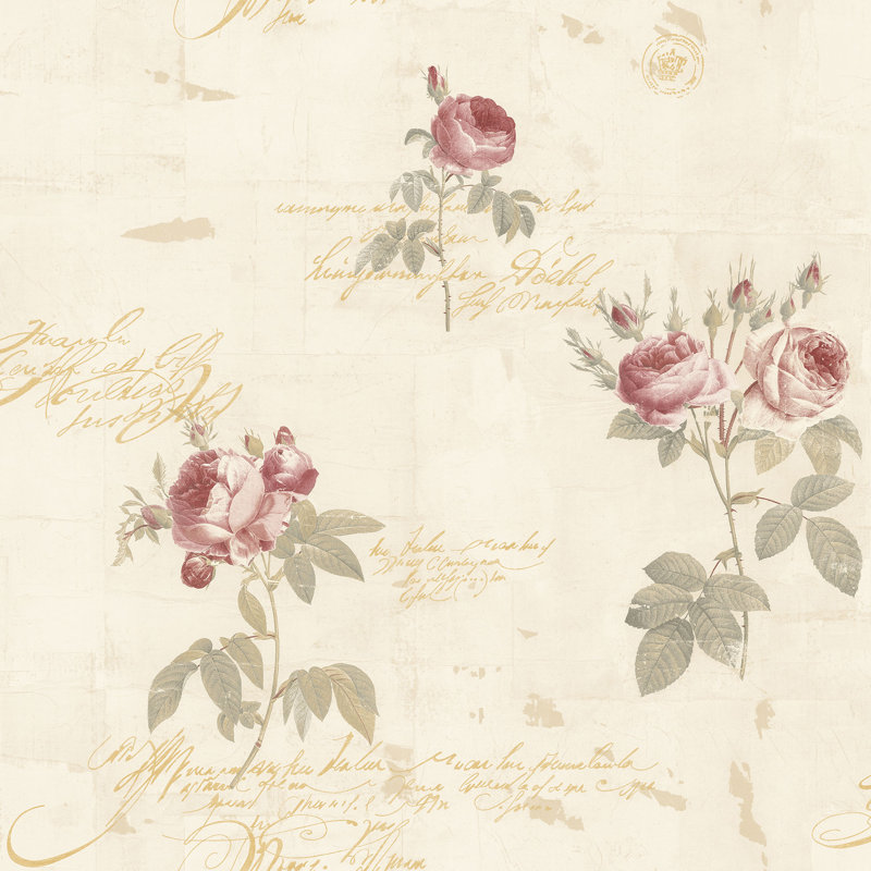 Aubrie 10m x 53cm Matte Wallpaper Roll, Cream/Red