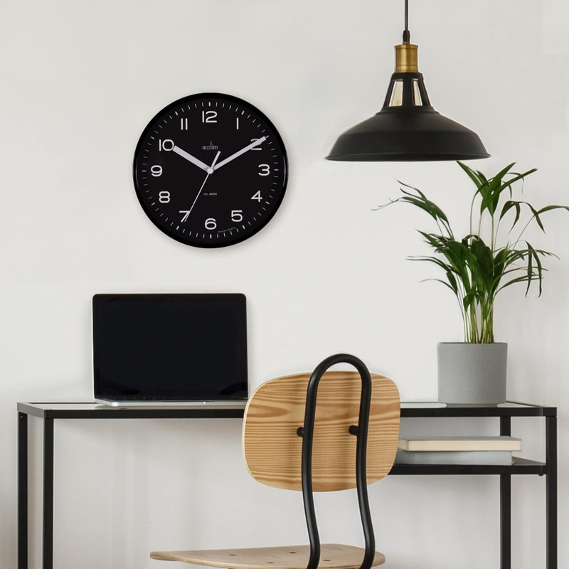 Acctim Runwell Small Wall Clock Quartz Slimline Case Raven 20cm